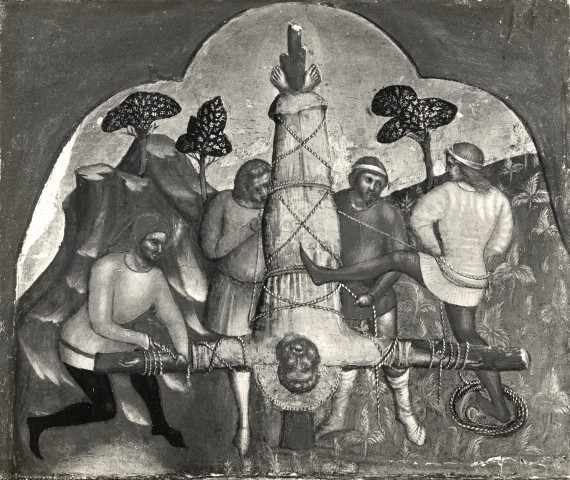 Anonimo — Lorenzo Veneziano - sec. XIV - Crocifissione di san Pietro — insieme
